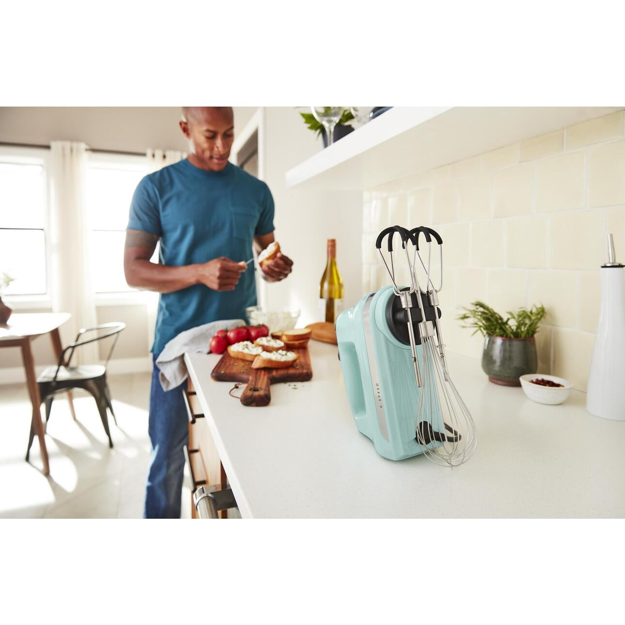 KitchenAid 6 -Speed Hand Mixer with Flex Edge Beaters Corded Electric Hand Mixer, Ice Blue