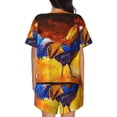 thumbnail image 3 of Bixox Women's Colorful Rooster Printed Pajama Set 2 Piece Lounge Set Top and Shorts Soft Pajamas, Shorts with Pockets, 3 of 7