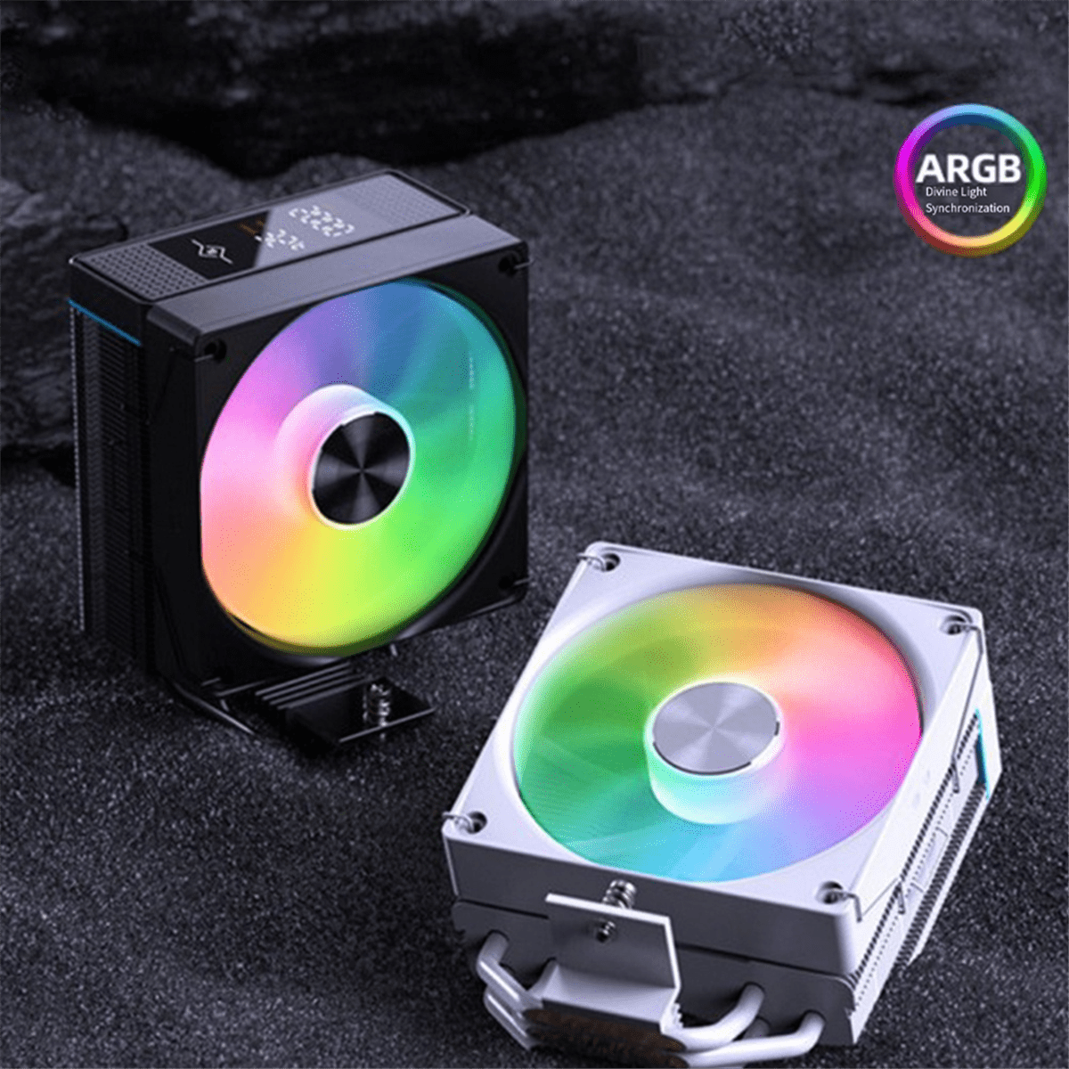 J15 4 Heat Pipes CPU Cooler Professional Digital Display Radiator- 250W 4PIN CPU Air Cooler for LGA1700 AM4 AM5 B,1 x CPU Cooler FAN,White