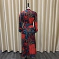 thumbnail image 4 of AURA Plus Size Printed Swing Midi Dress Long Sleeve Polo Collar High Waist Belted Banquet Spring Fall Dress, 4 of 10