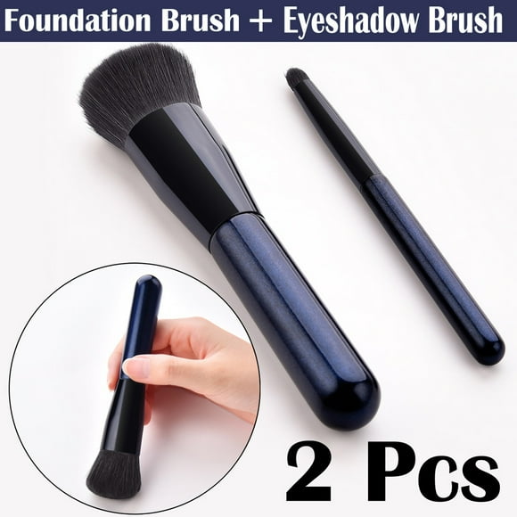 2PCS Wooden Foundation Cosmetic Eyebrow Eyeshadow Brush Makeup Brush Sets Tools Bronzer Brush