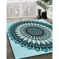 thumbnail image 2 of Ahgly Company Indoor Square Patterned Tron Blue Area Rugs, 4' Square, 2 of 6