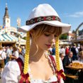 thumbnail image 2 of QIYAGBSA Women Festival Hat Braided Detail Embroidered Band Curved Brim for Oktoberfest Costume Party (White Free Size), 2 of 5