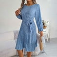 thumbnail image 5 of abtuhar Womens Summer Dresses,Women's Fall New Casual Long Sleeve Floral Hem Pleated Skirt Plus Size Dresses,Light Blue, 5 of 5