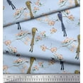 thumbnail image 1 of Soimoi Blue Cotton Poplin Fabric Floral & Paradise Whydah Bird Print Fabric by the Yard 58 Inch Wide, 1 of 3