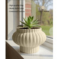 thumbnail image 4 of Ribbed Beige Porcelain Flower Pot with 2 Count, 4 of 5