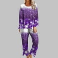 thumbnail image 2 of asdoklhq Cotton Pajamas for Women Ladies' Christmas Printed Casual Top Pants Pajama Set Purple M, 2 of 6