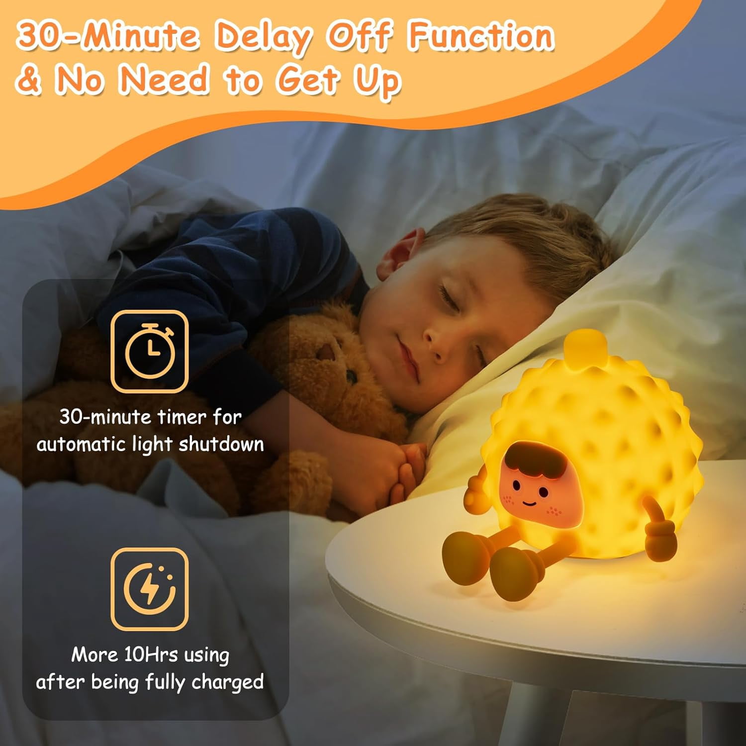 Durian Night Light, Friendly Silicone Cute Night Light for Kids, 3 Levels of Adjustable Warm Light Night Lamp Nightlight, Bedside Touch Lamp, Unique Gifts, Funny Gifts for Kids Toddler Baby