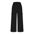 thumbnail image 6 of Plus Size Wide Leg Pants Women's High Waisted Work Trousers Long Straight Pants Ndbuld Women's Sports Pants Women's Straight Pants Long Pants Sweatpants Clearance Under 10 Black S, 6 of 6
