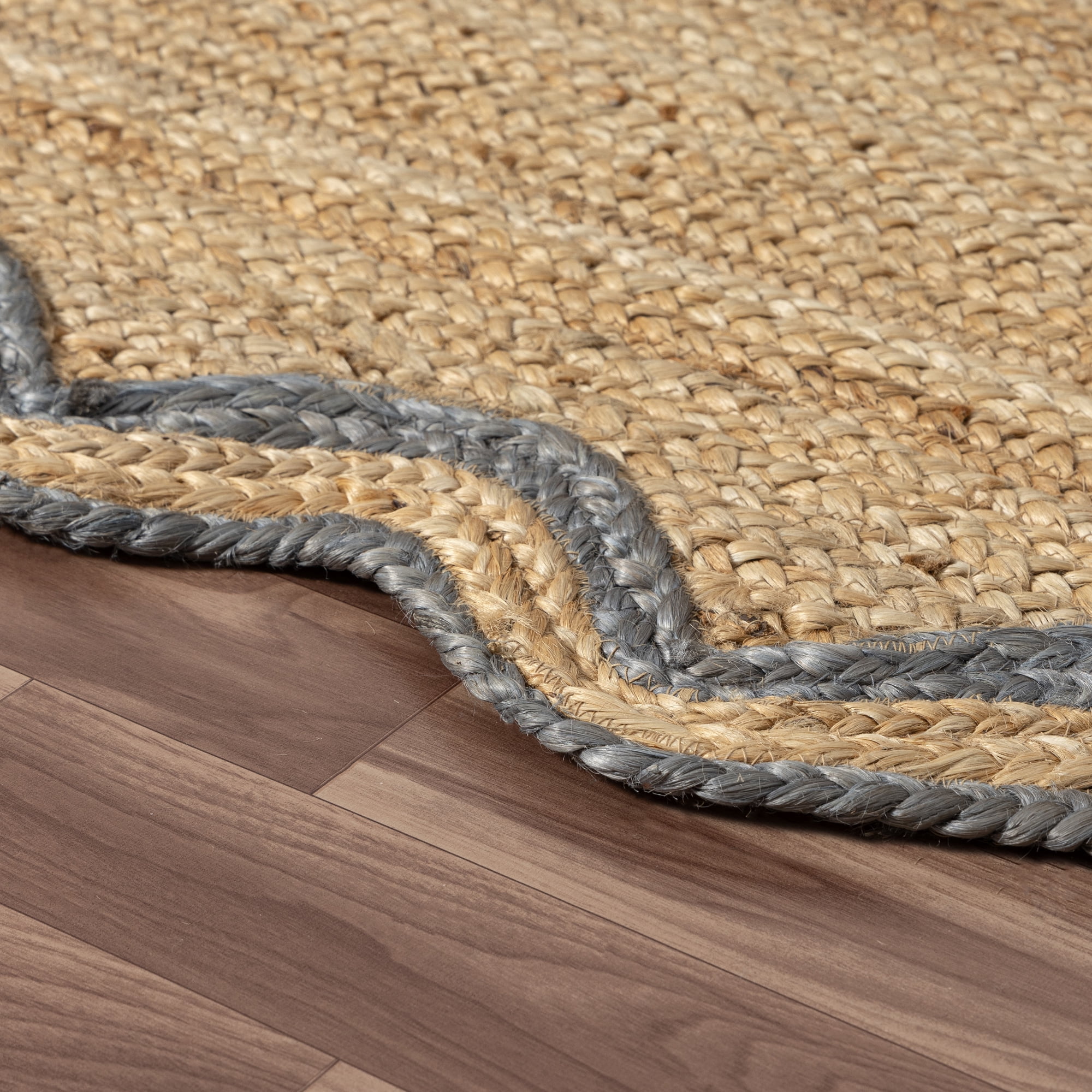 Harlow Hill Teni Braided Jute 7'9" x 9'9" Gray/Natural Bordered Performance Indoor Area Rug
