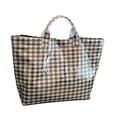 thumbnail image 2 of NexTorq Gingham Plaid PVC Tote Bag for Women, Letters Print Handbag Waterproof Plastic Hobo Handbag Summer Tote for Beach, Pool & Ideal Gift, Black, 2 of 7