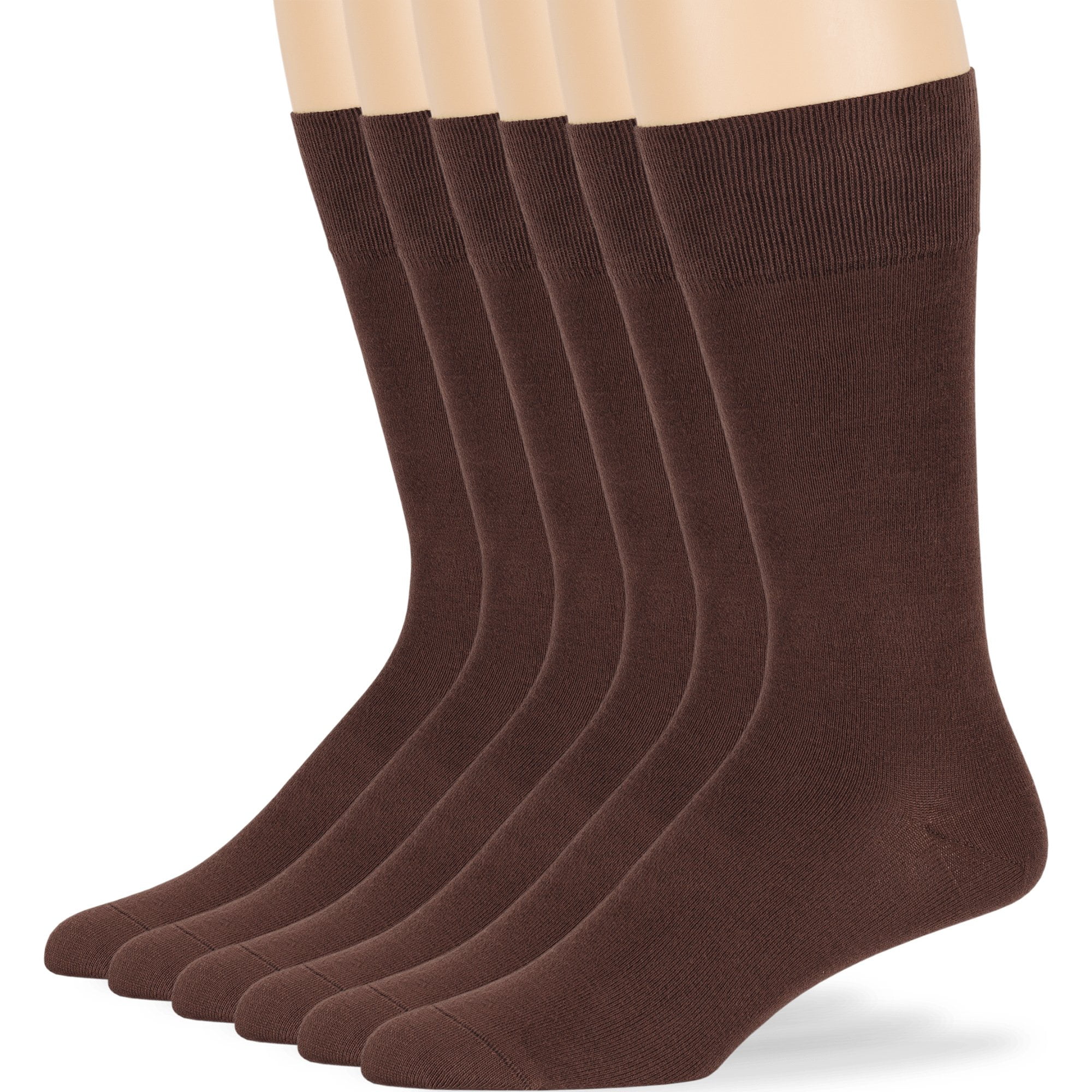 Mens Bamboo Dress Breathable Socks, Brown, XLarge 13-15, 6 Pack