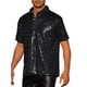 thumbnail image 4 of Polo con lentejuelas INSPIRE CHIC para hombres, camisetas brillantes de golf de manga corta para fiestas en club, XL negro, 4 of 6