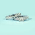 thumbnail image 5 of Couple Rings White Gold Plated 925 Sterling Silver Ring Square 1.5CT CZ Women Wedding Ring Sets Men Titanium Steel Ring, 5 of 7