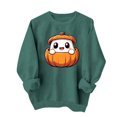 thumbnail image 5 of Women's Sweatshirts Dqueduo Women's Printed Long Sleeved Round Neck Fashionable And Casual Hoodless Sweatshirt Top Army Green XXL, 5 of 8