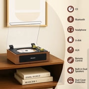 Udreamer Portable CD Players for Home, Bluetooth Built-In Speakers CD player Portable,Stereos for Home,Brown & Black