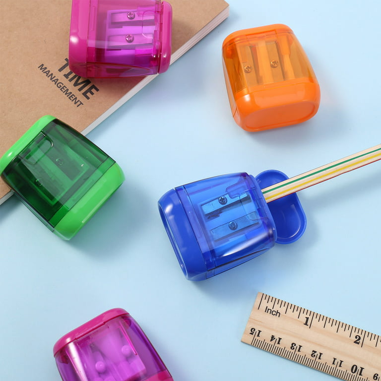Nogis Manual Pencil Sharpeners, 8 Pcs Colorful Compact Dual Holes Sharpener with Lid for Kids & Adults, Portable Pencil Sharpener for Travel School