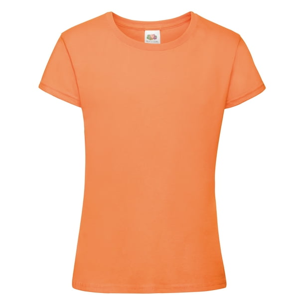 Fruit Of The Loom- Camiseta de manga corta Sofspun para niñas (Naranja)