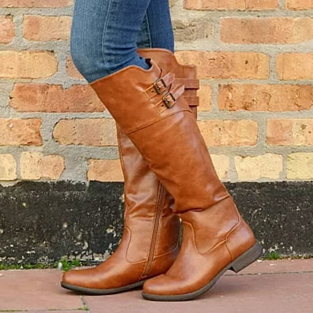 TORI Chestnut Pull On Wide Calf Size 10 Riding Women's Boots