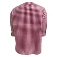 thumbnail image 6 of felwors Cotton 3/4 Sleeve Button Down Shirts for Women Gingham Plaid Striped Tops V Neck Casual Loose Blouse (Wine, S), 6 of 7