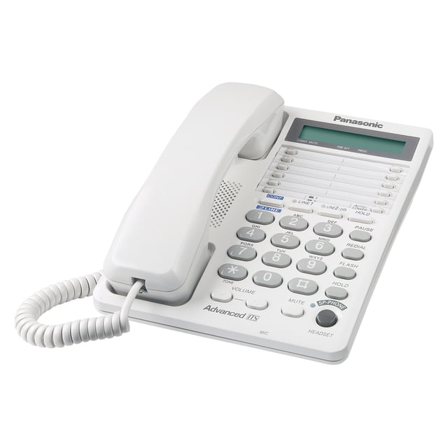 Teléfono funcional de 2 líneas con pantalla LCD blanca