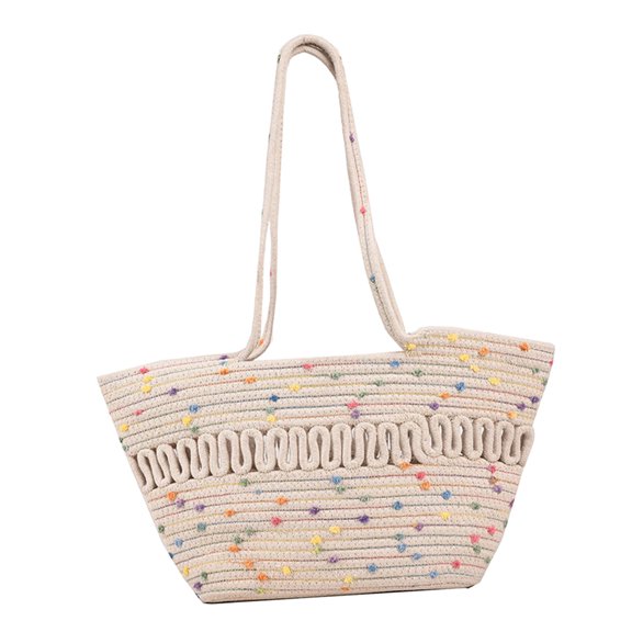 Yunhgft Chic Handbag Woven cottons Rope Shoulder Bag tote bags for Beach Vacation Dating Beige