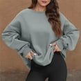 thumbnail image 5 of Dwellite Oversized Crewneck Sweatshirts Women Cute Plain Fleece Pullover Sweatshirt No Hood Casual Fall Long Sleeve Basic Tops with Pocket Light Gray 2XL, 5 of 6