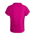 thumbnail image 3 of JUUYY Womens Casual Dolman Short Sleeve Half Mock Neck Tops Summer Plus Size Beach T-Shirts Solid Color Cotton Oversized Baggy Pullover Blouse Hot Pink XXXXXXL, 3 of 3