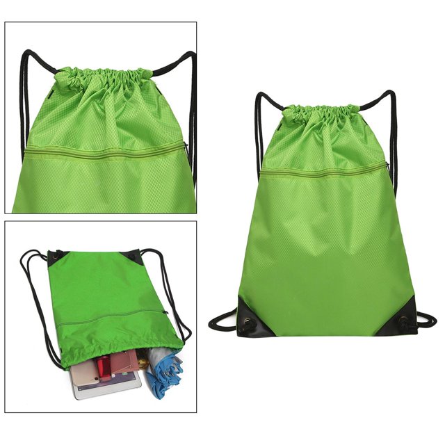 VONKY Portable Nylon Drawstring Bag Sack Beach Gym Backpack Shoes Bags Convenient and Versatile Light Green 1Set