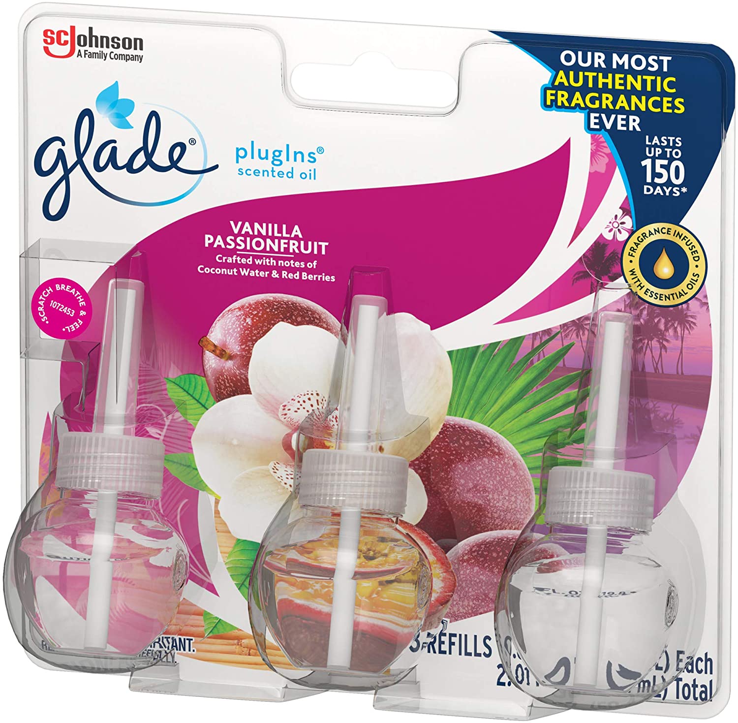 Glade Plugins Scented Oil Air Freshener Refill, Vanilla Passion Fruit