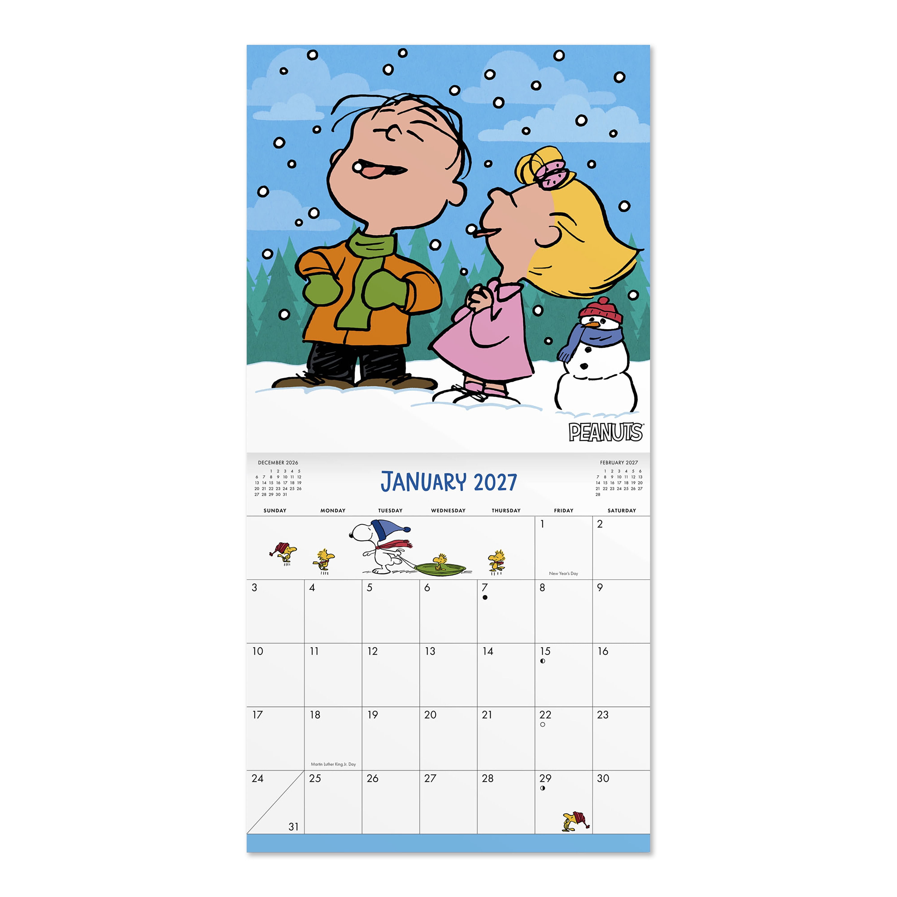 2027 Peanuts Mini Hanging Wall Calendar 7x7 January-December Gridded