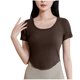 thumbnail image 1 of Tops de Manga Corta de las Mujeres Casual, Moda de Color Sólido, con la Almohadilla de Pecho Top de Pijama para las Mujeres, 1 of 7