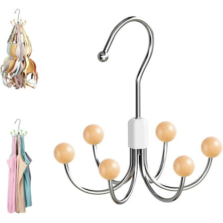 Multipurpose Space Saving Hangers for Closet  2025 360°Swivel Closet Hangers  Purse Organizer  Hat Holder  Belt Organizer  Tie Rack  Bra Hanger  Handbag Organizer  Scarf Hanger for Closet (1  Wood)