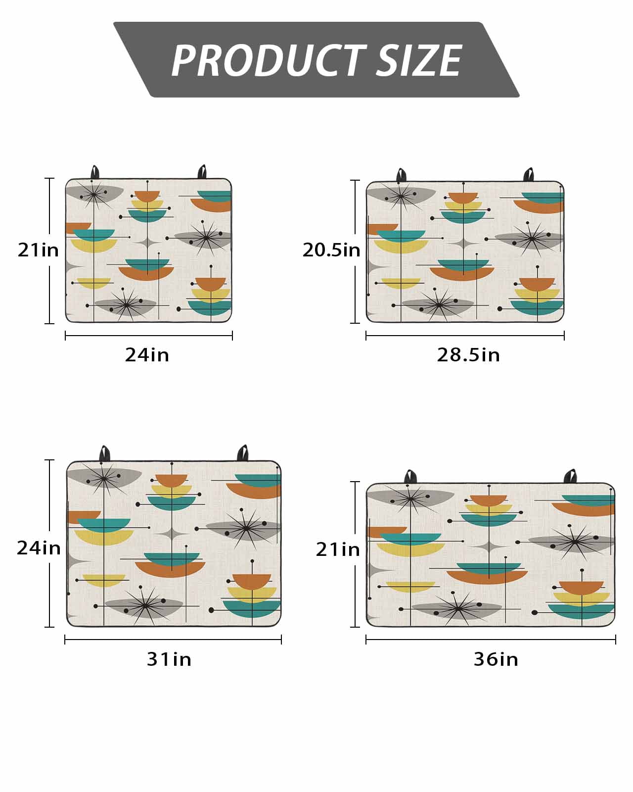 Stove Top Covers for Electric Stove, Boho Teal Yellow Orange Grey Glass Stovetop Cover Protector, Middle Century Geometric Induction Cooktop Protector Oven Mat for Kitchen Countertop 24"x21"