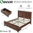 thumbnail image 3 of Merluxy Queen Size Farmhouse Bed Frame with 52.2" Wood Headboard & Storage Drawers, Rustic Brown, 3 of 10