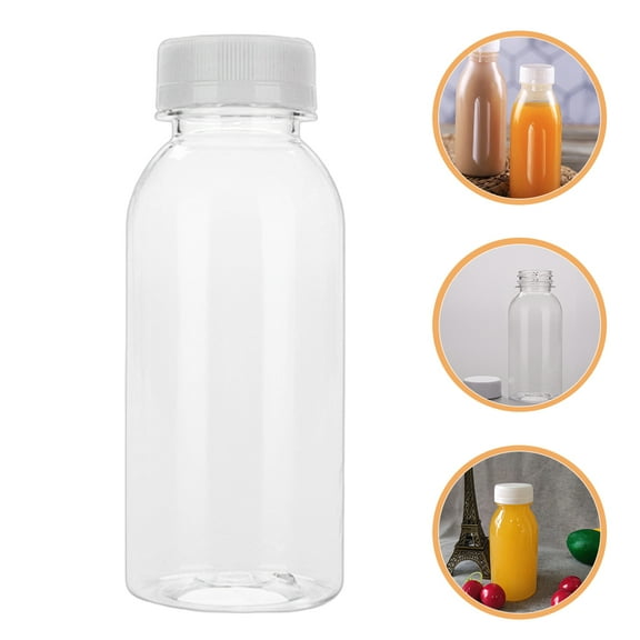 OUNONA  10 Pcs Plastic Milk Bottles with Lids Office Student Use Transparent