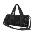 thumbnail image 2 of Xecao Dinosaur print Round Travel Duffel Bag is a foldable gym bag with an inner pocket, perfect for travel sports, 2 of 8