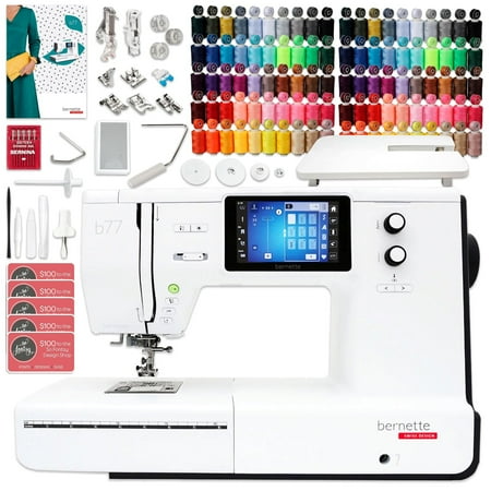 Bernette B77 Deco Sewing & Quilting Machine Bundle with 100 Thread Spools