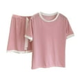 thumbnail image 4 of Hontri Women's Summer Pajama Set - 2-Piece Short Sleeve Sleepwear with Pockets (Breathable Cotton | Matching Top & Shorts | Home Lounge Wear) (Pink | 3XL), 4 of 4