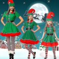 thumbnail image 2 of Disfraz de duende navideño Familia Adulto Niños Disfraces Trajes de ayudante de Santa AMujeres11-12 años, 2 of 3