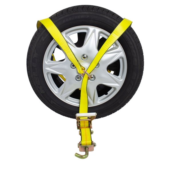2"x10' Lasso Ratchet Strap Finger J Hook Wheel Net Auto Tow Towing Tie Down