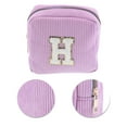 thumbnail image 4 of Unique Bargains 1 Pc Letter H Pattern Makeup Bag for Travel Pink Purple Corduroy, 4 of 6
