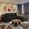 thumbnail image 5 of Gizoon 105" L Shaped Sectional Couch for Living Room, Memory Foam Cloud Sofa with Chaise, Modular Corduroy Floor Sofa, Black, 5 of 9