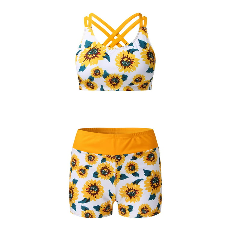 Cathalem Bathing Suit Skirt Bottoms for Women Swimsuits For Women 3 Piece  Bathing Suits Swim Tank Top Water Aerobics Swimsuits Underwear Yellow Medium