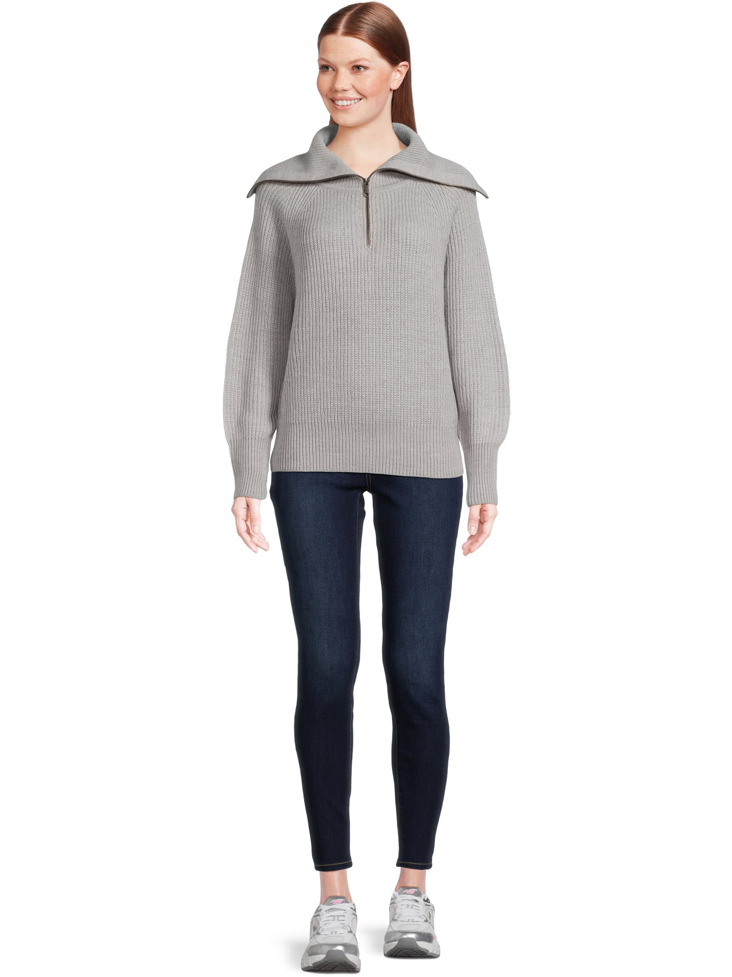 RD Style Women's Quarter Zip Sweater with Extended Collar RD Style Women's Quarter Zip Sweater with Extended Collar
