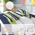 thumbnail image 2 of Green and Duvet Cover Set King Size, Dark Blue Stripe Geometric Abstract Striped 4 Piece Soft Microfiber Bedding Set with 1 Duvet Cover, 1 Flat Sheet, 2 Pillowcases, 2 of 9