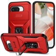 thumbnail image 1 of For Google Pixel 9A Slim Fit Shockproof Hybrid with Slide Camera Cover & Rotated Ring Kickstand, [Military-Grade] Phone Case For Google Pixel 9A 6.3",Red,For Google Pixel 9A, 1 of 8