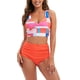 thumbnail image 3 of Moda mujer Split traje de baño cintura alta impresión Color a juego Sexy Bikini Fridja  nalpqowj57355, 3 of 8