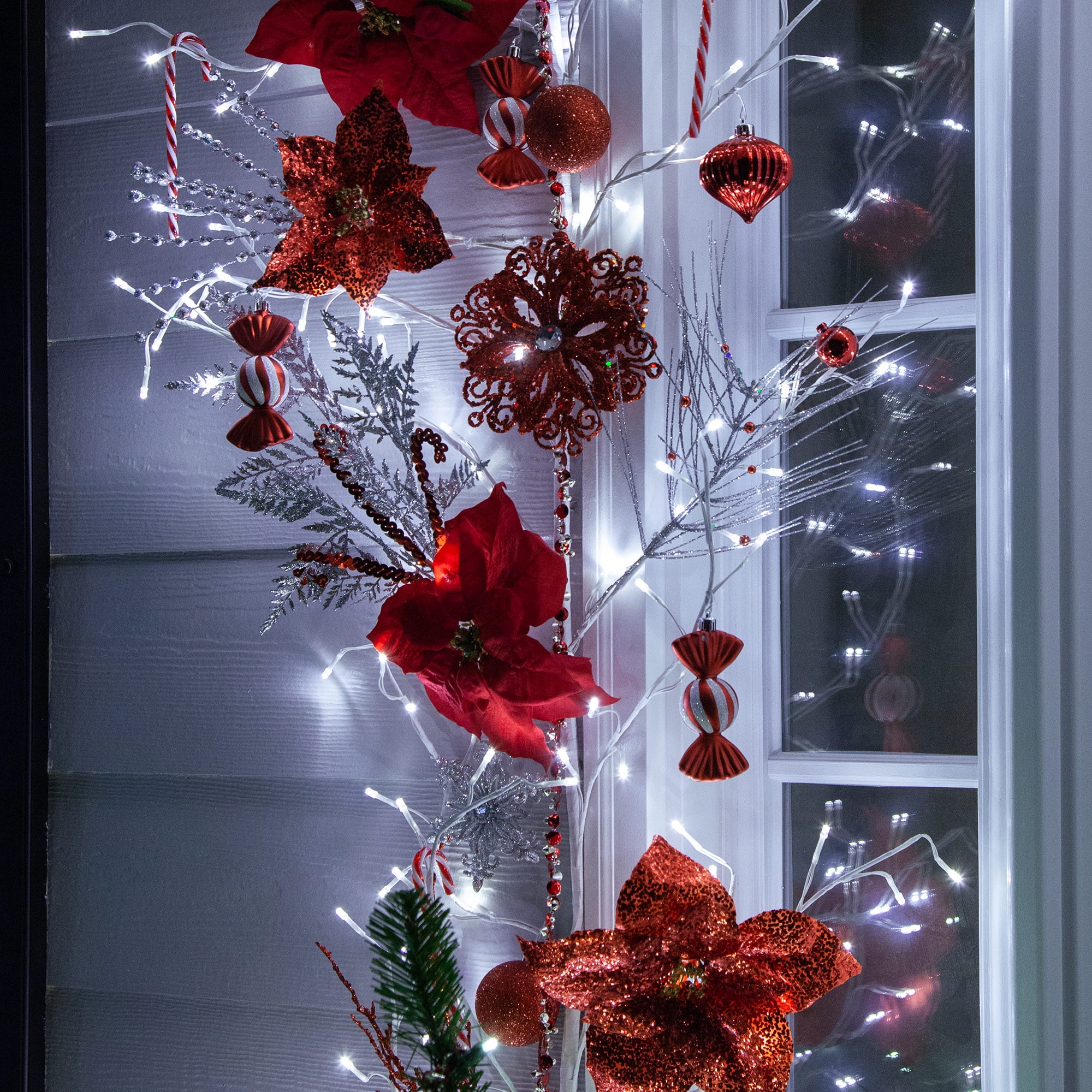 Wintergreen Lighting 118" Prelit Artificial Climbing Vine, White with Cool White LED Lights for Home Party Wedding Décor