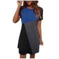 thumbnail image 2 of Robe d'Été pour Femmes 2024 Mode Grande Taille Loisirs Dentelle Manches Courtes Col Rond Couleurs Contrastées Robes 50 % de Réduction Liquidation!, 2 of 6